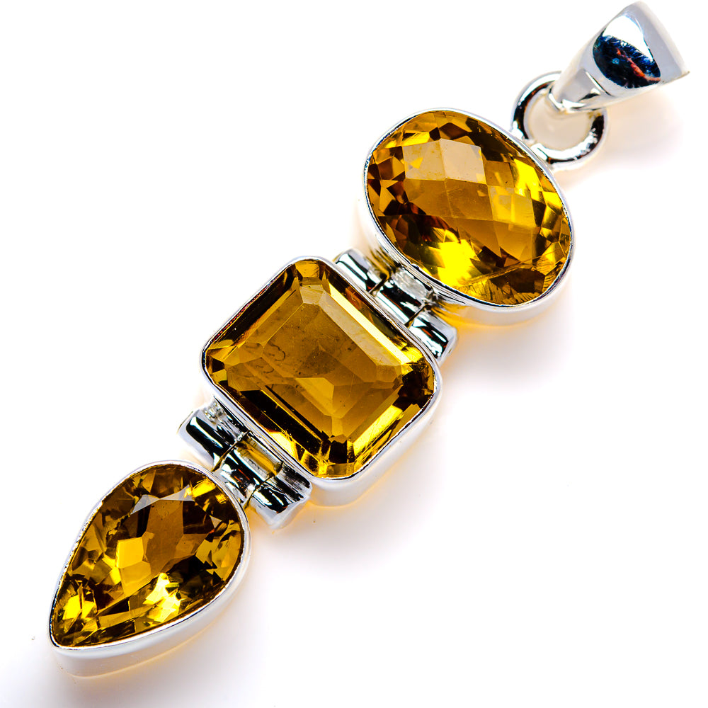 Faceted Citrine Pendant 2" (925 Sterling Silver) PD37998