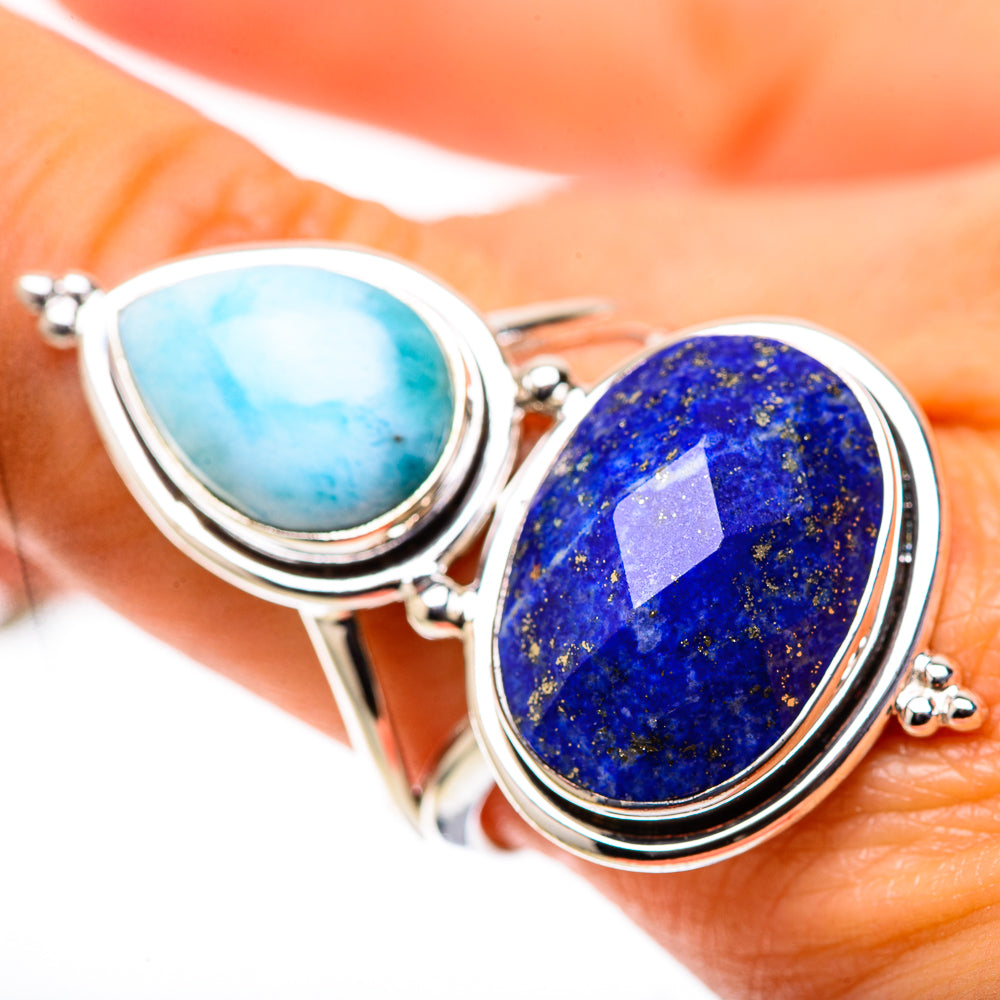 Large Lapis Lazuli, Larimar Ring Size 9.75 (925 Sterling Silver) RING138592
