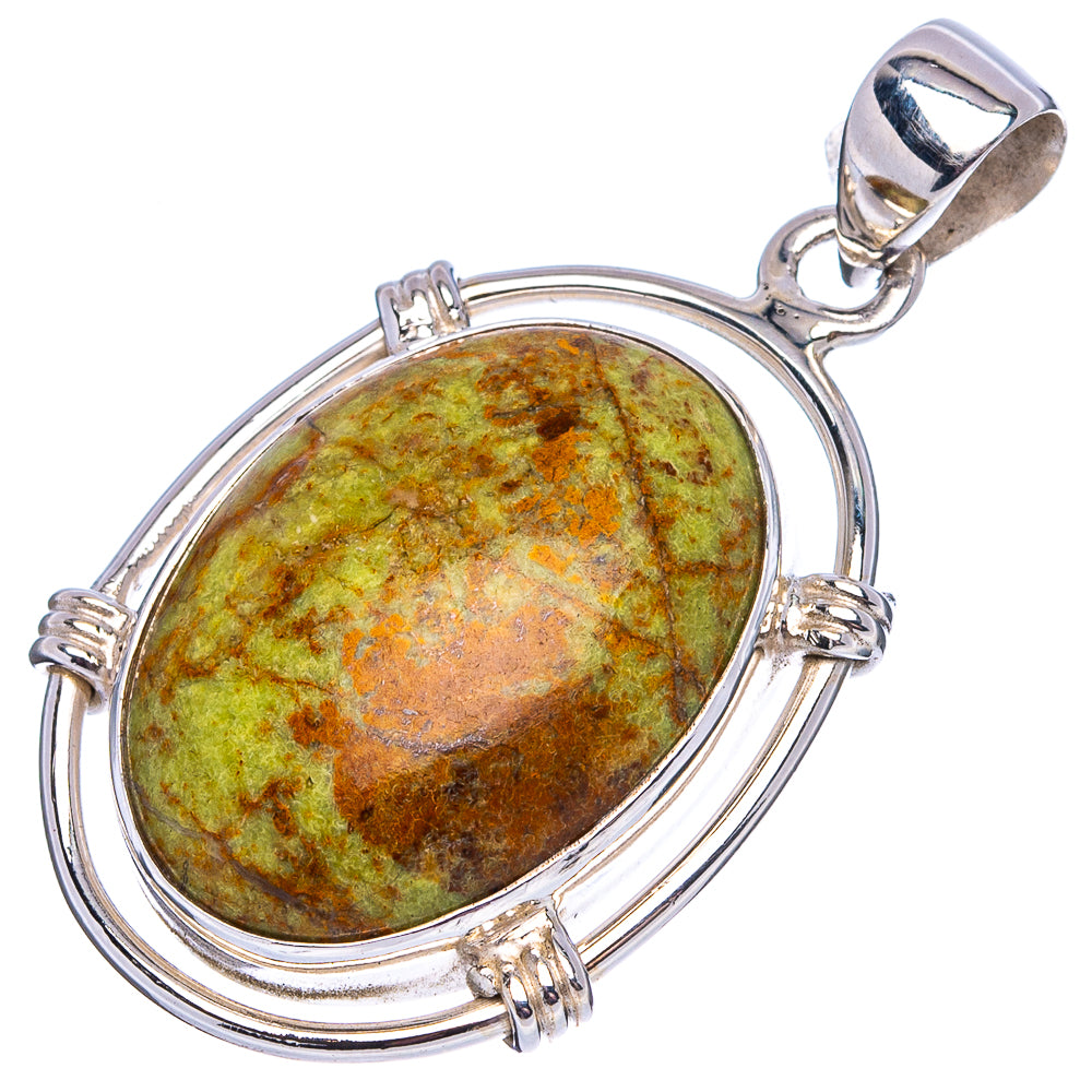Premium Gaspeite Pendant 1 5/8" (.925 Sterling Silver)