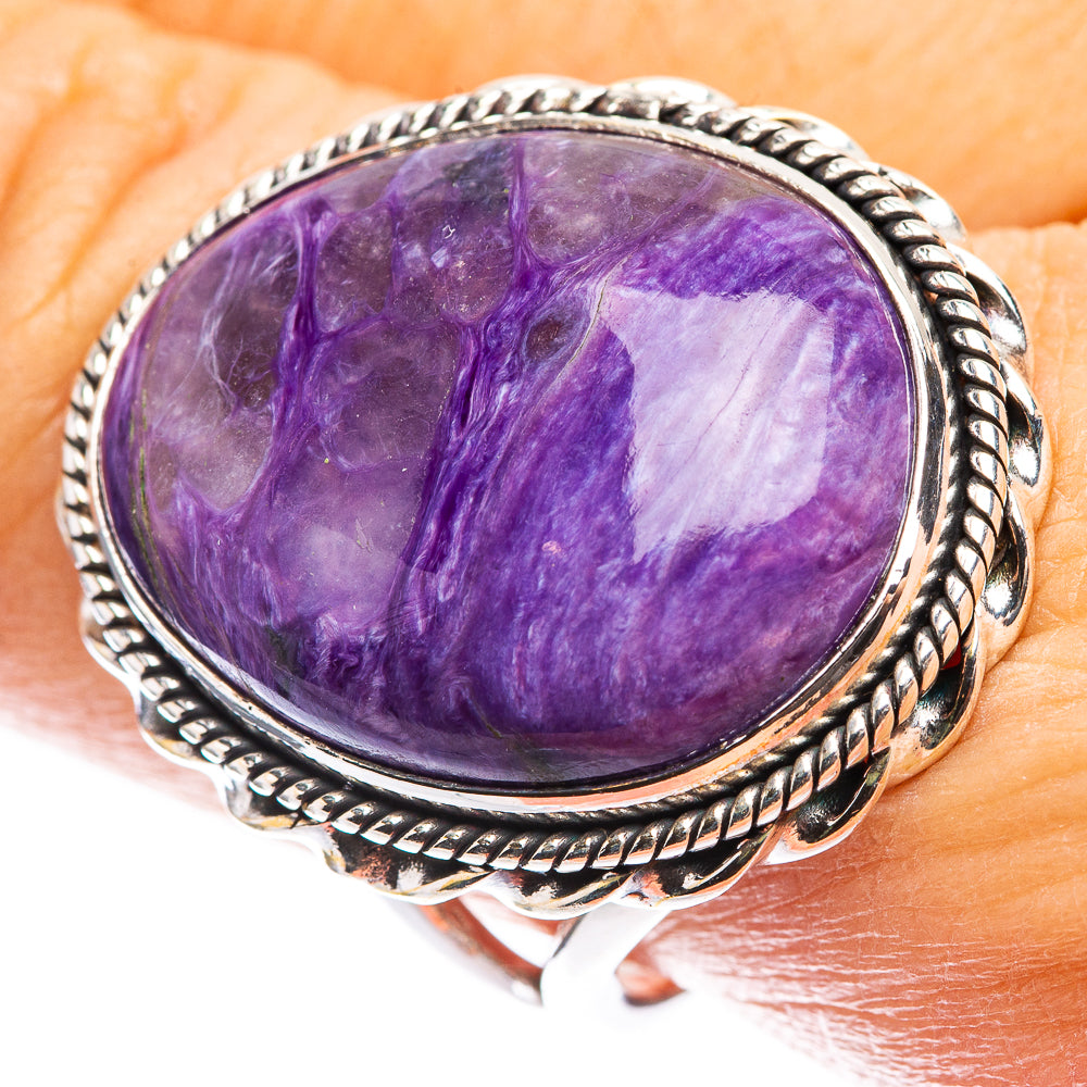 Large Charoite Ring Size 10 (925 Sterling Silver) R142727