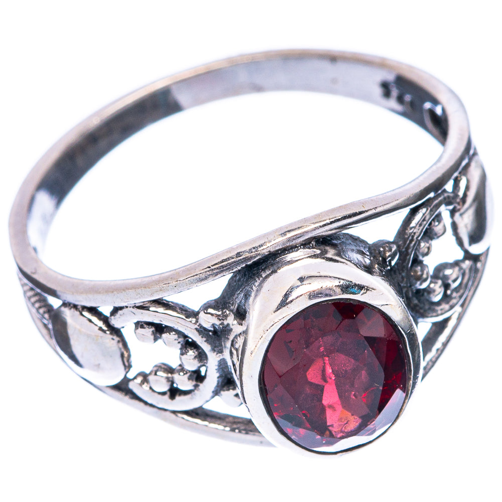 Garnet Dainty Ring Size 7.75 (925 Sterling Silver) R5864