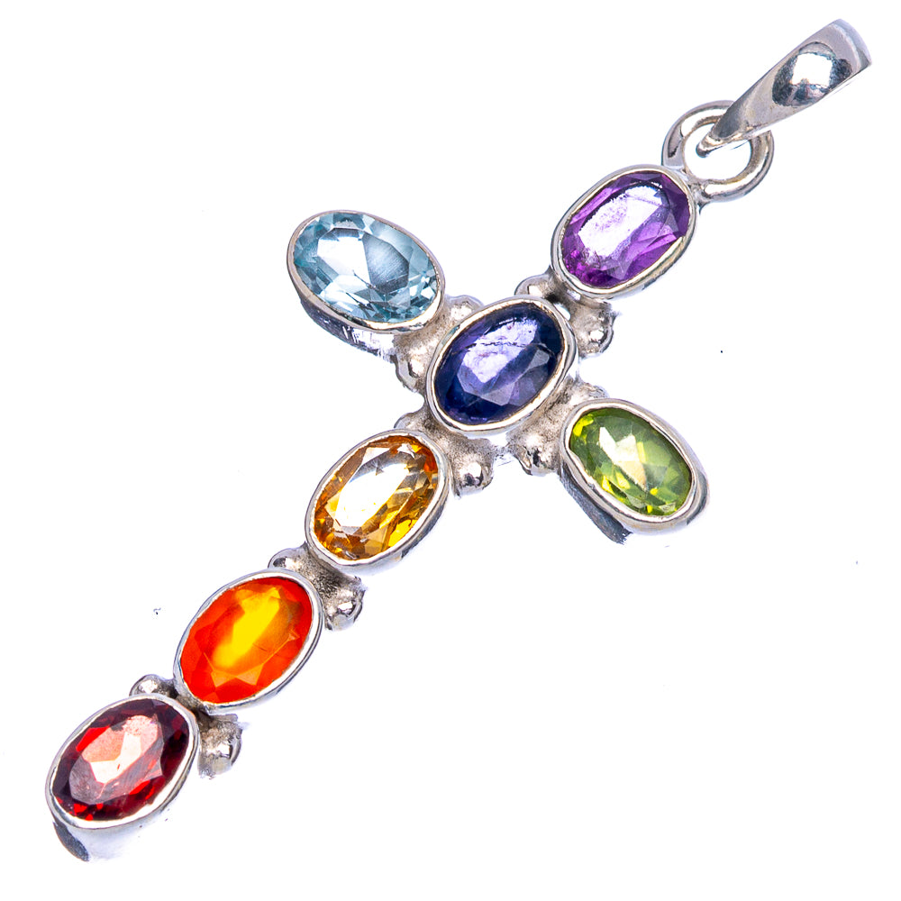 Chakra Cross Pendant 1 3/4" (925 Sterling Silver) P40565