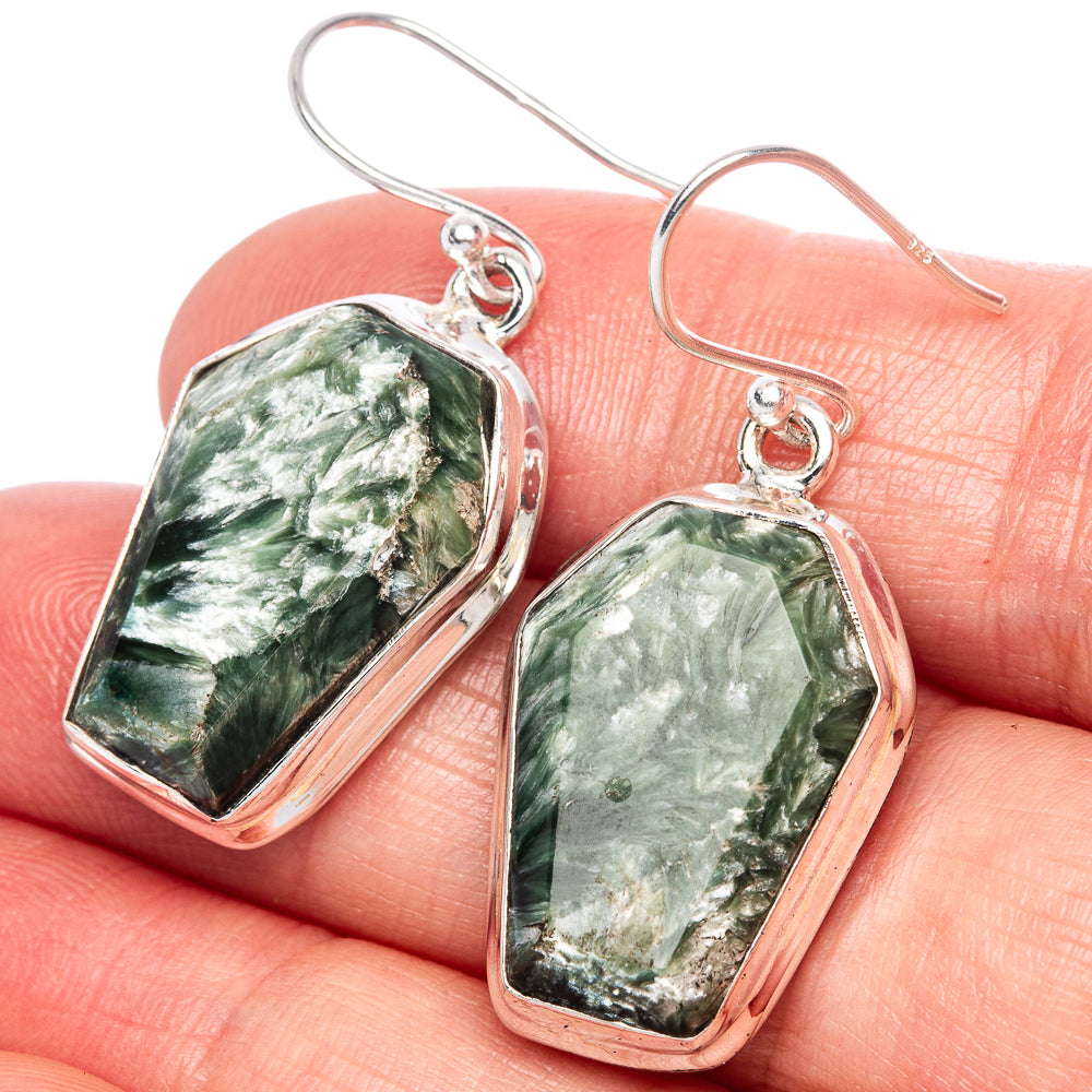 Seraphinite Earrings 1 1/2" (925 Sterling Silver) E1105