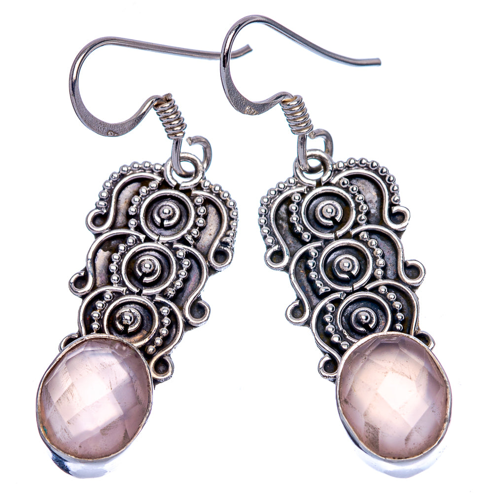Rose Quartz Earrings 1 5/8" (925 Sterling Silver) E433355