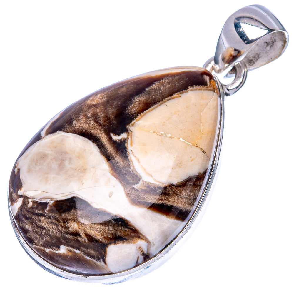 Peanut Wood Jasper Pendant 1 3/8" (925 Sterling Silver) P42223