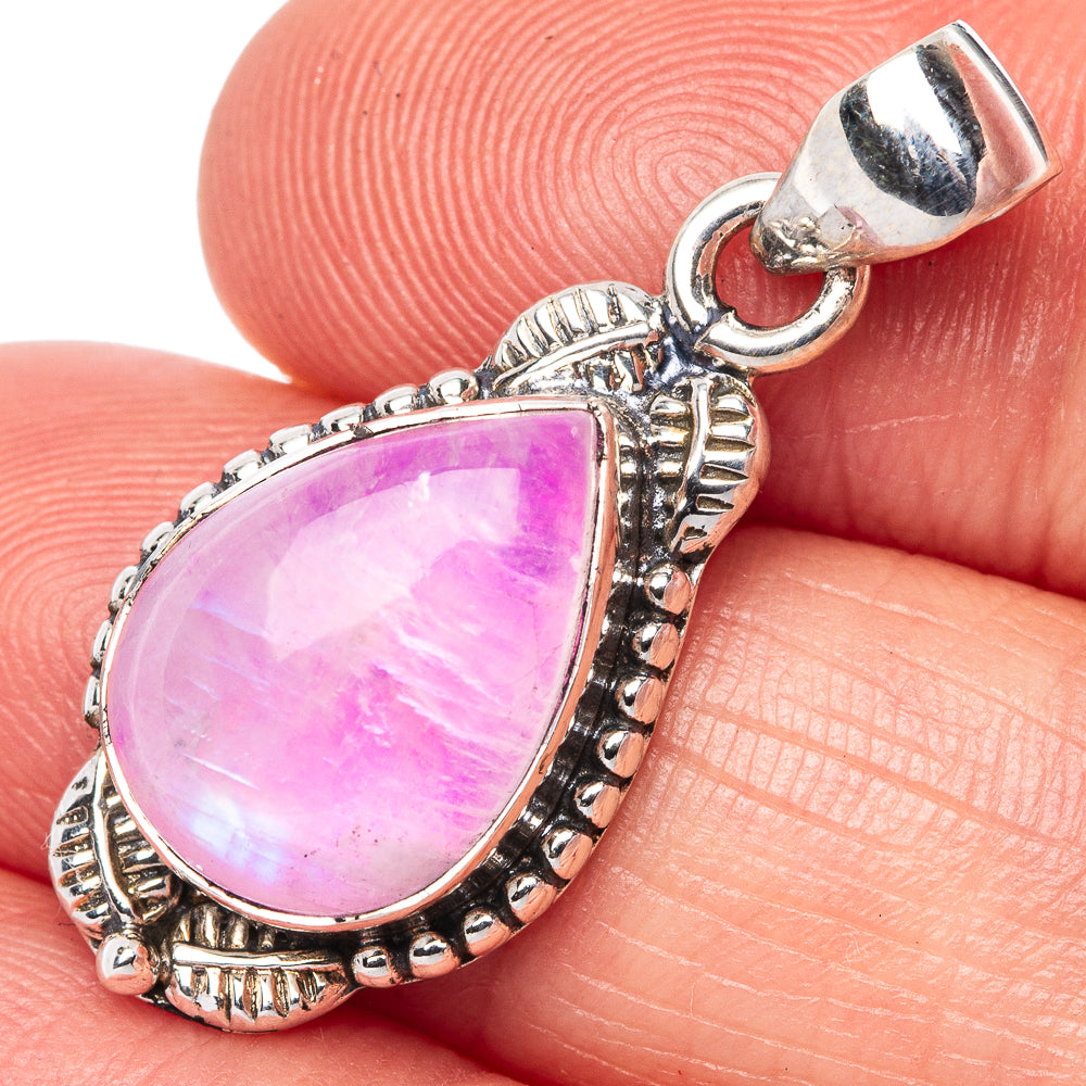 Pink Moonstone Pendant 1 1/4" (925 Sterling Silver) P42499