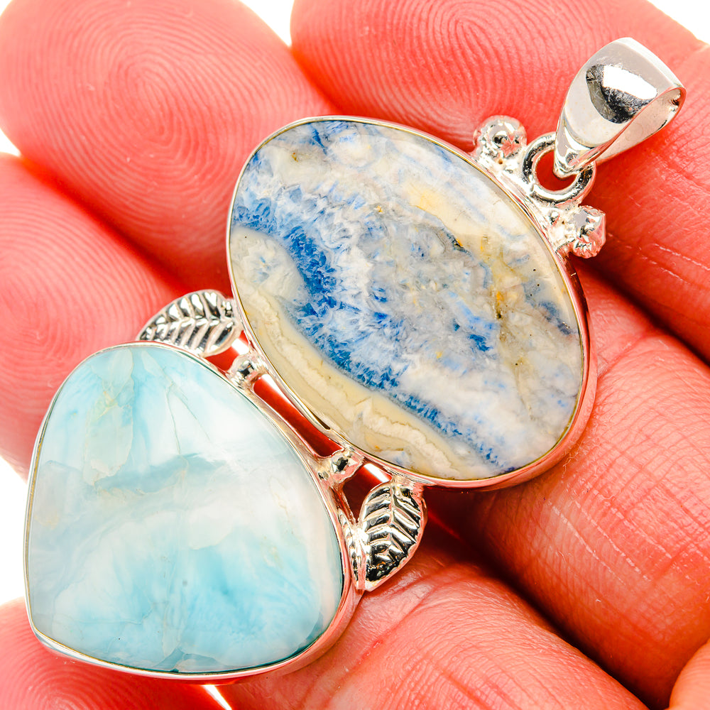 Blue Scheelite, Larimar Pendant 2 1/4" (925 Sterling Silver) PD38045