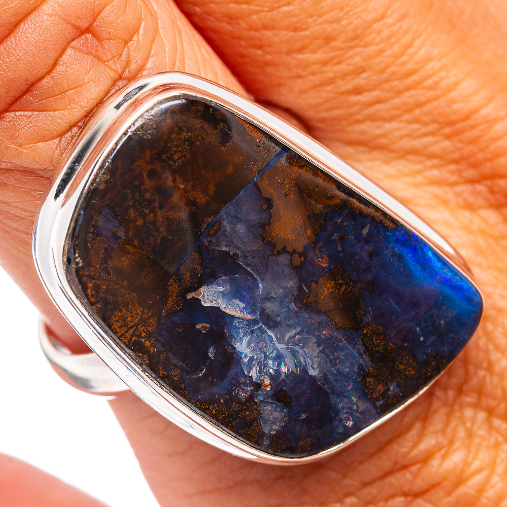 Premium Rare Boulder Opal Ring Size 10 (.925 Sterling Silver)