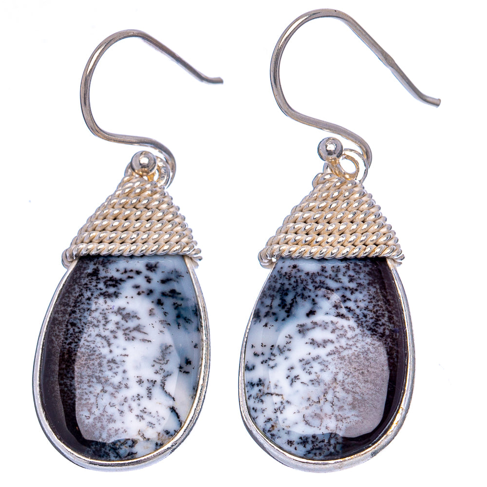 Dendritic Agate Earrings 1 1/2" (.925 Sterling Silver)