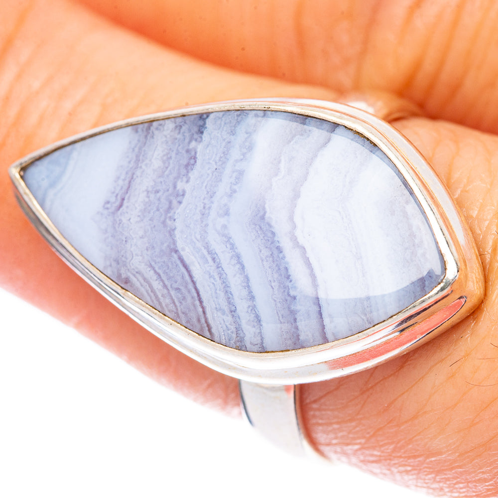Blue Lace Agate Ring Size 8 (925 Sterling Silver) R1672