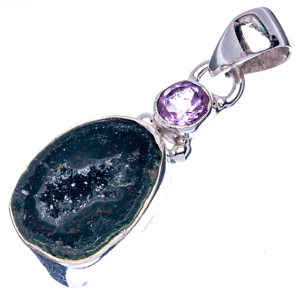 Coconut Geode, Amethyst 925 Sterling Silver Pendant 1 3/8" (925 Sterling Silver) P41899