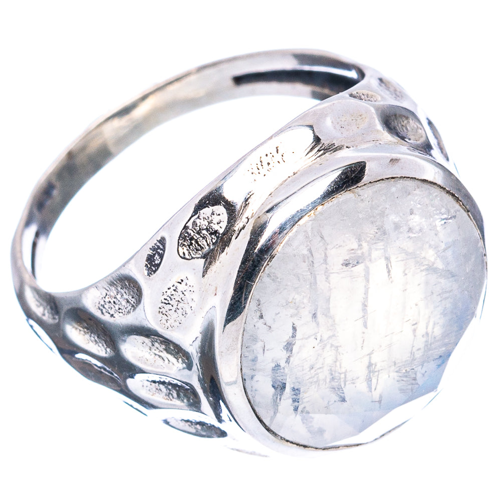 (Classic Series) Rainbow Moonstone Ring Size 6.25 (.925 Sterling Silver)