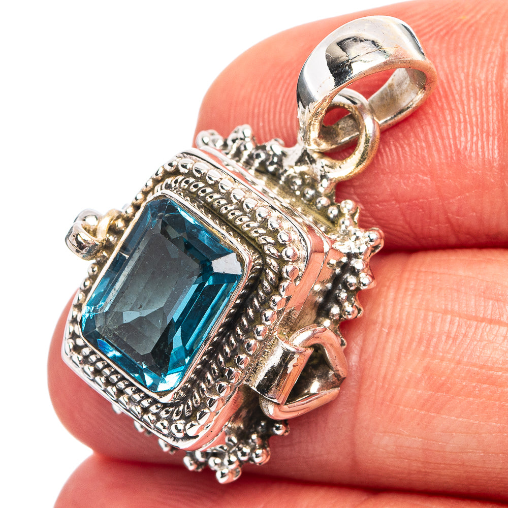 Premium Blue Topaz Poison Pendant 1 1/4" (.925 Sterling Silver)