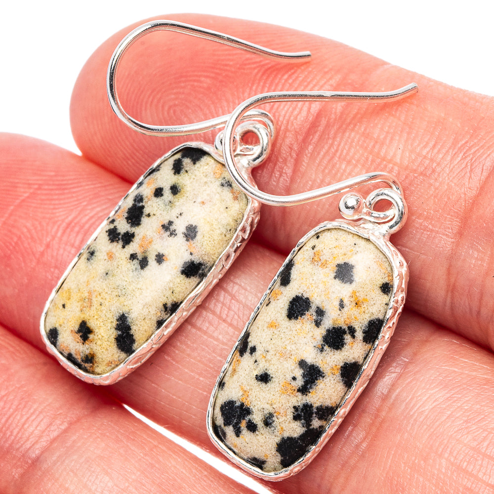 Dalmatian Jasper Earrings 1 3/8" (925 Sterling Silver) E1885