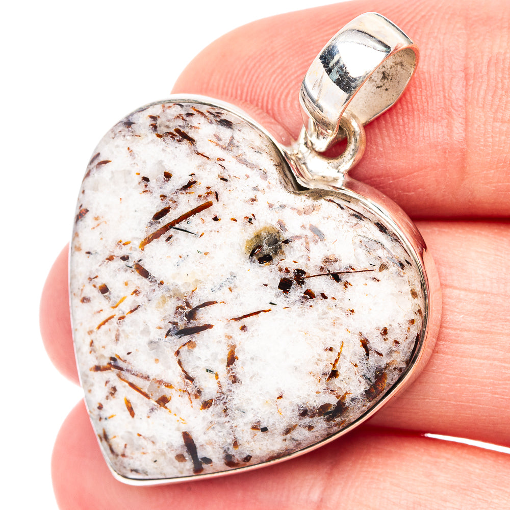 Astrophyllite Heart Pendant 1 5/8" (.925 Sterling Silver)