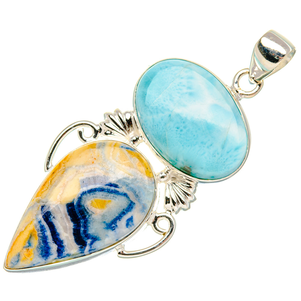Blue Scheelite, Larimar Pendant 2 1/4" (925 Sterling Silver) PD37876