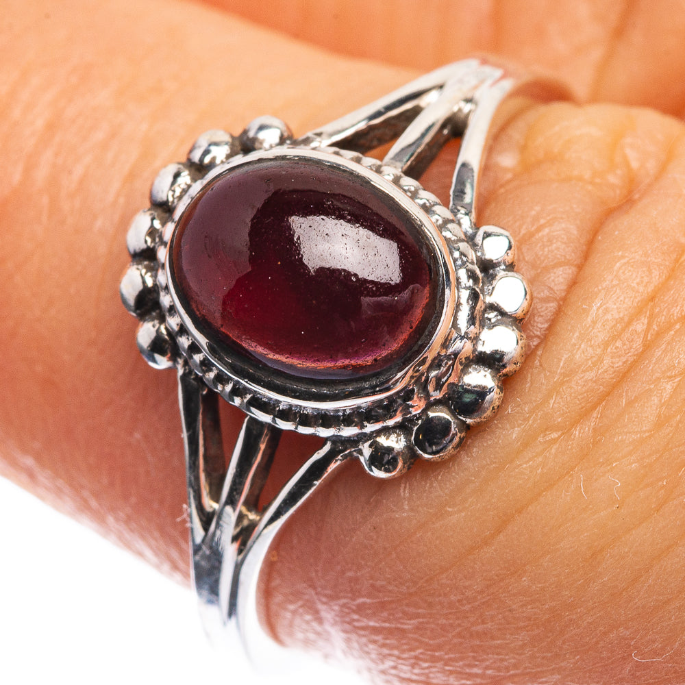 Garnet Dainty Ring Size 7 (925 Sterling Silver) R142530