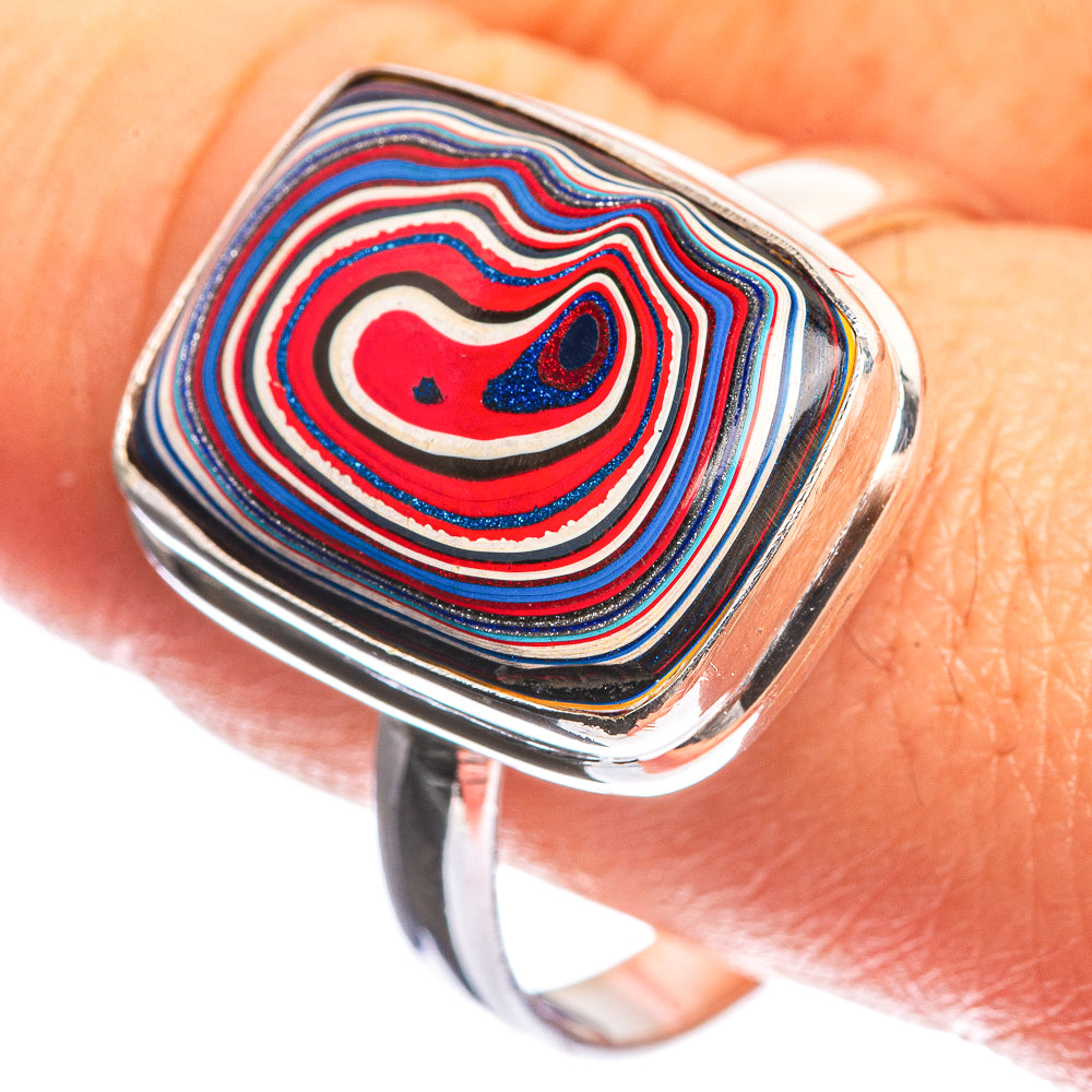 Rainbow Calsilica 925 Sterling Silver Ring Size 11.75
