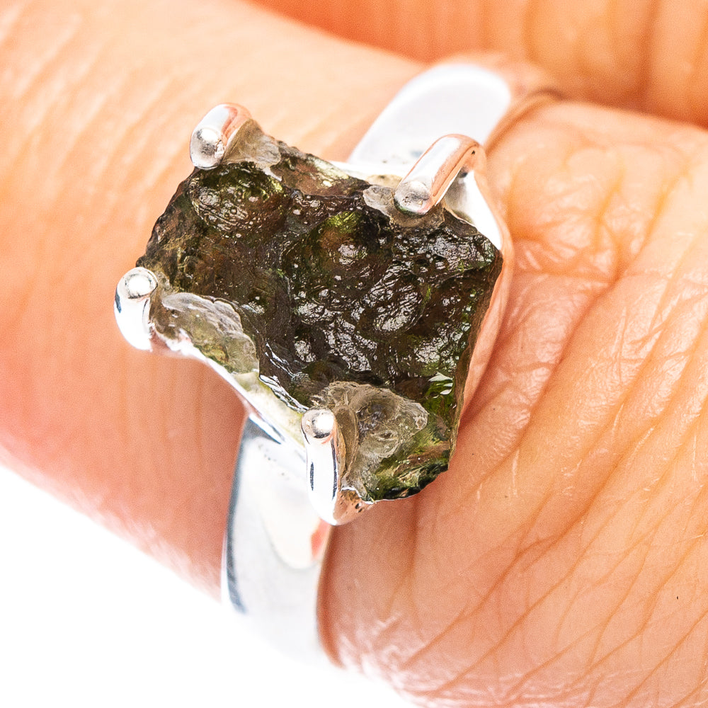 Moldavite Ring Size 6.5 (.925 Sterling Silver)