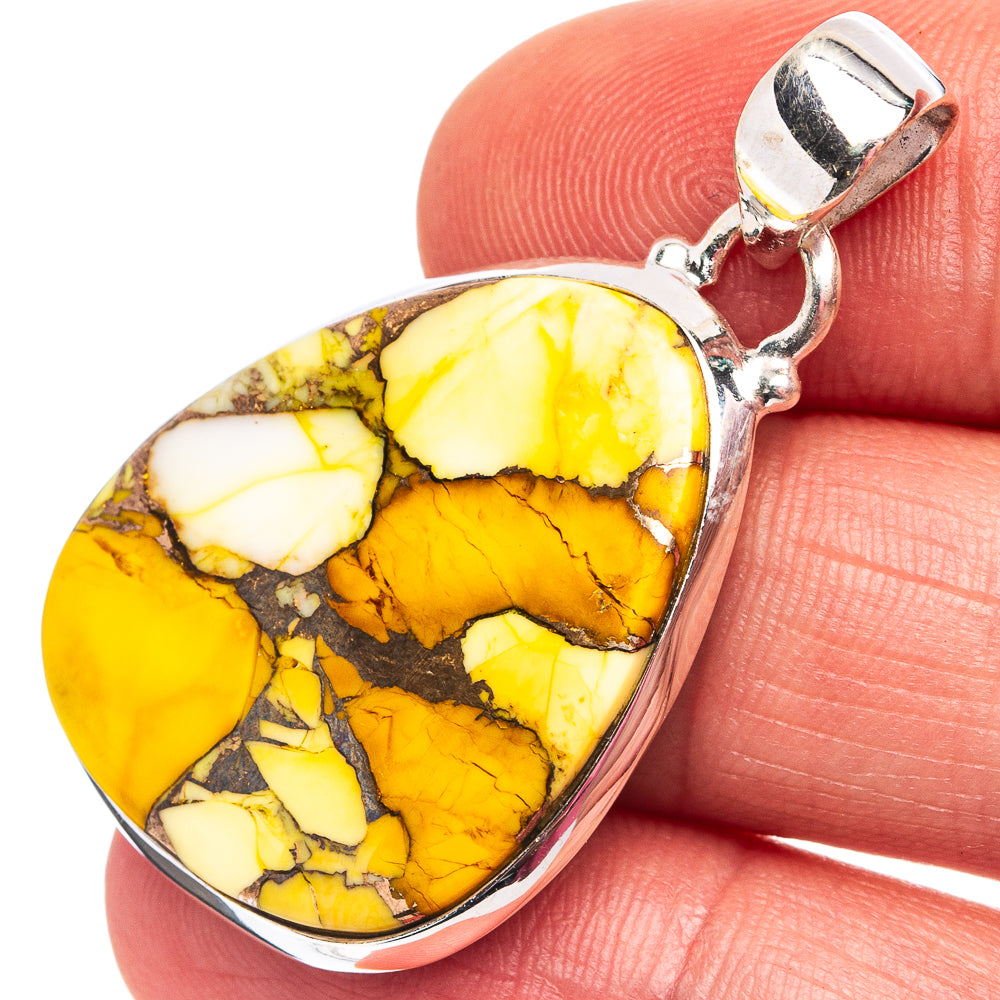Honey Dahlia Mohave Turquoise Pendant 1 5/8" (.925 Sterling Silver)