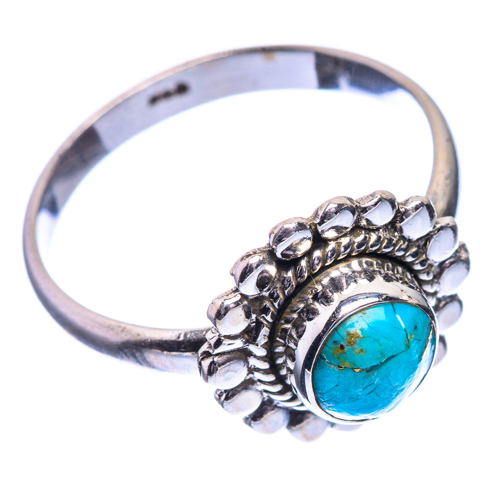 Blue Copper Composite Turquoise Dainty Ring Size 7 (925 Sterling Silver) R142563