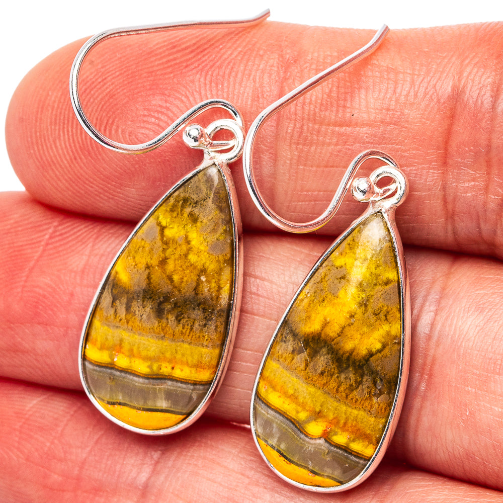 Bumblebee Jasper Earrings 1 1/2" (.925 Sterling Silver)