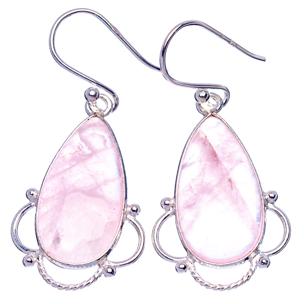Rose Quartz Earrings 1 5/8" (925 Sterling Silver) E1852