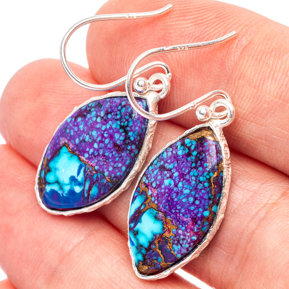 Purple Copper Composite Turquoise Earrings 1 3/8" (925 Sterling Silver) E2453