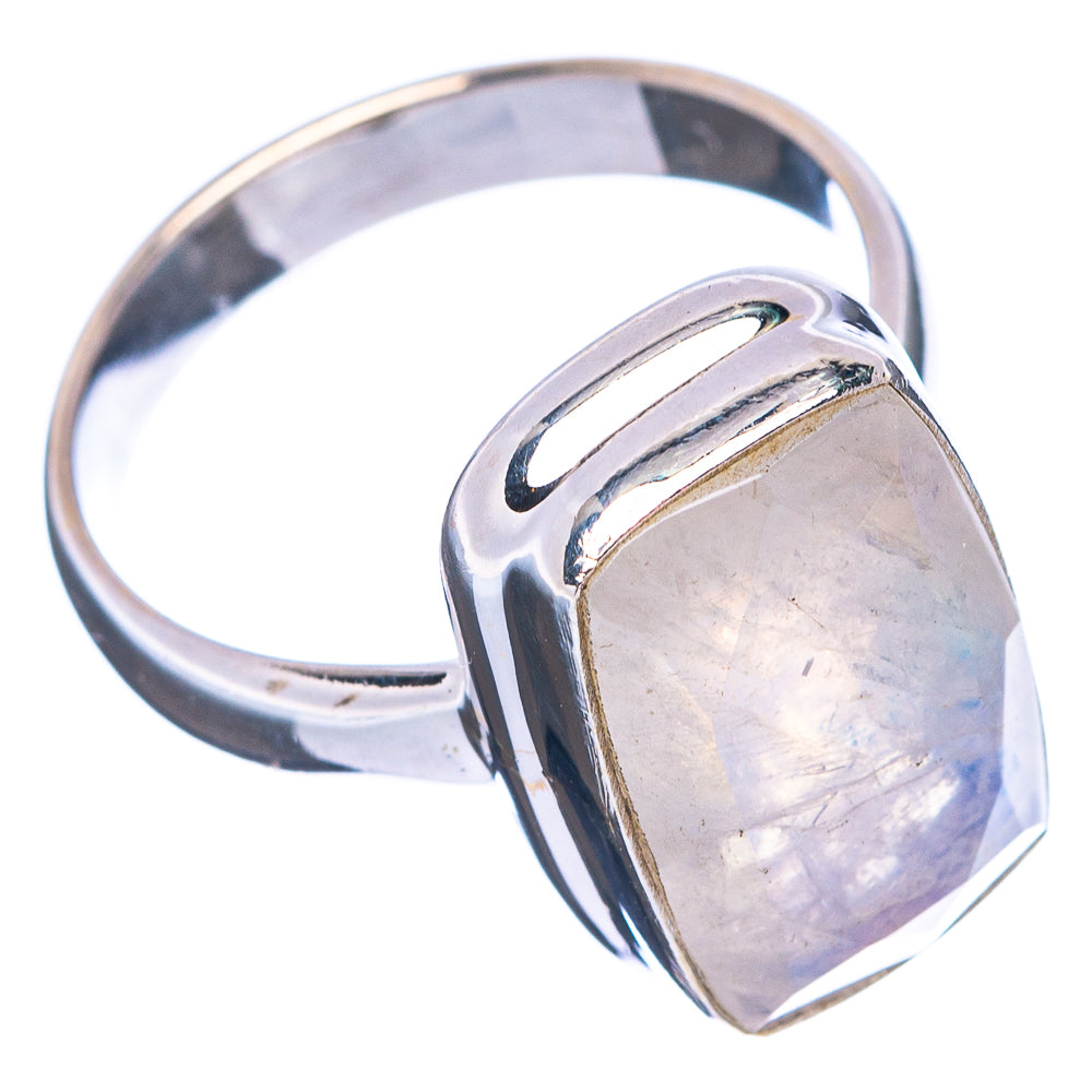 Faceted Rainbow Moonstone Ring Size 6.25 (.925 Sterling Silver)