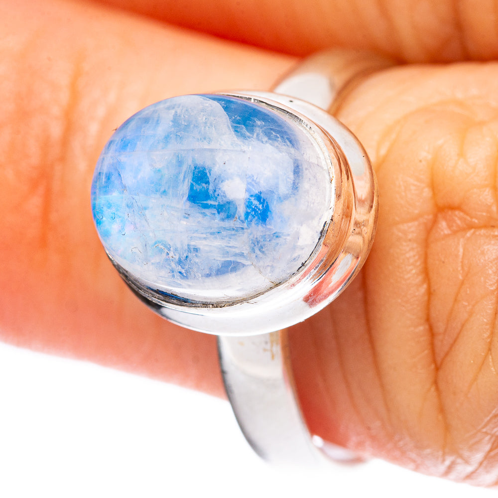 Rainbow Moonstone Ring Size 7.25 (925 Sterling Silver) R3777