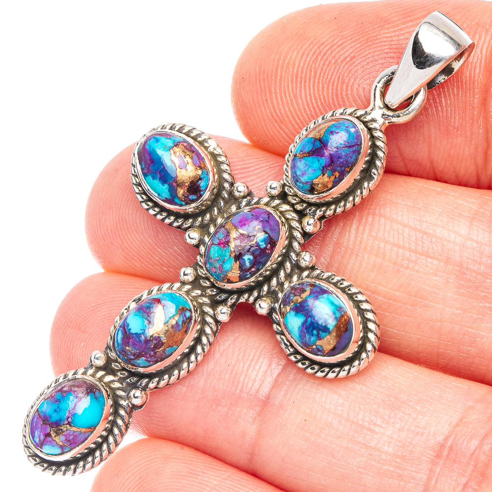 Purple Copper Composite Turquoise Pendant 2 1/8" (925 Sterling Silver) P43902