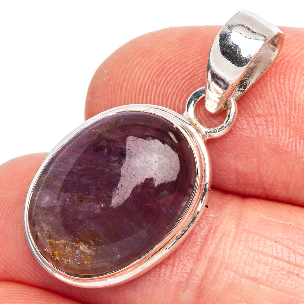Rare Cacoxenite Amethyst Pendant 1 1/8" (925 Sterling Silver) P40428