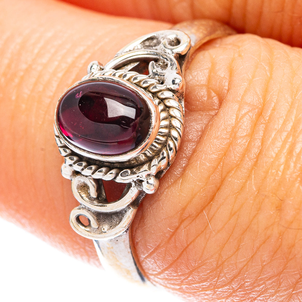 Garnet Dainty Ring Size 7 (925 Sterling Silver) R5831