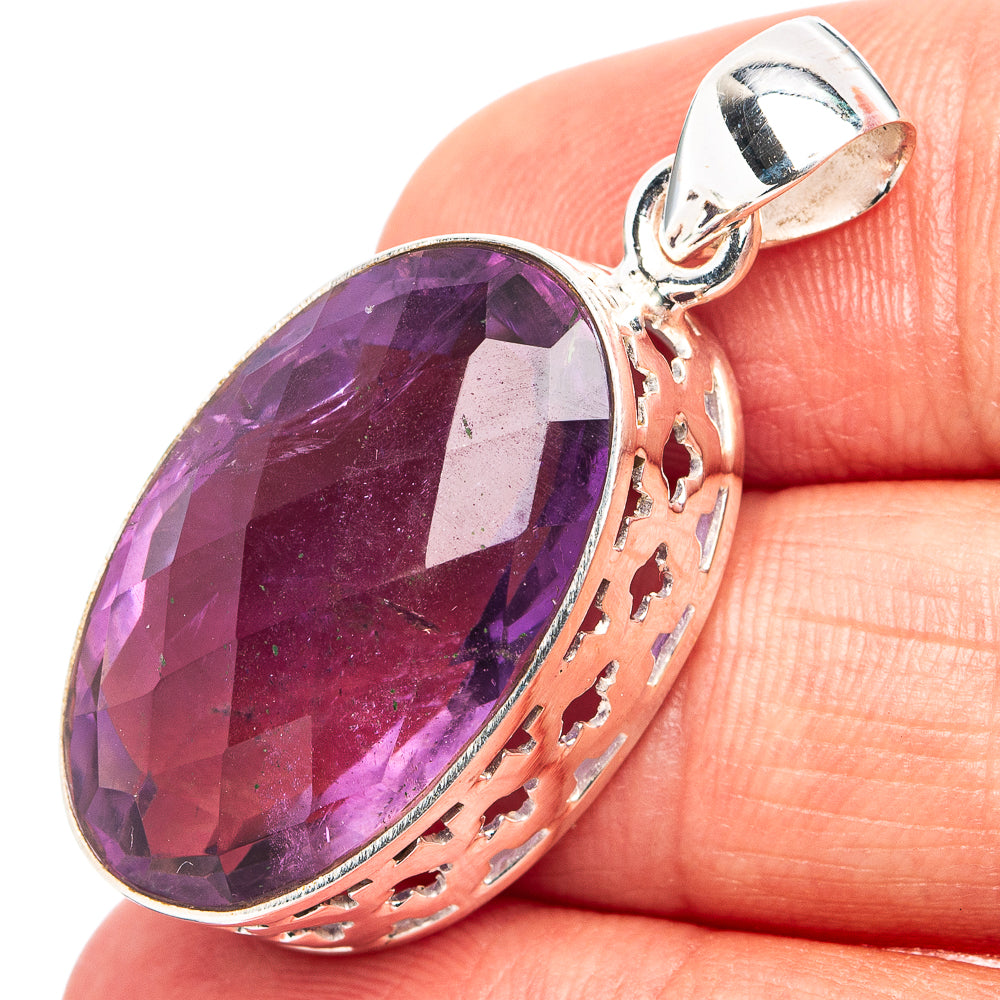 Premium Faceted Amethyst Pendant 1 3/8" (.925 Sterling Silver)