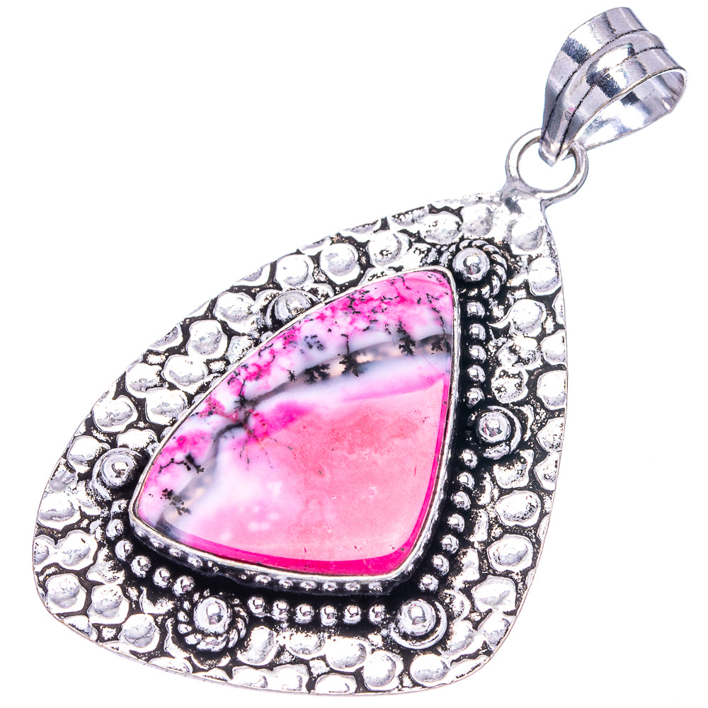Pink Dendritic Opal Pendant 2 3/8" (German Silver)