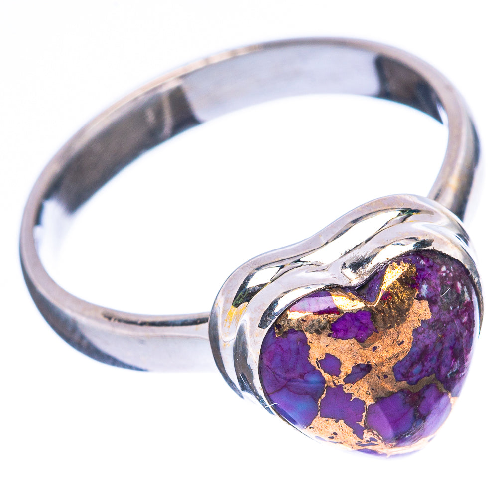 Purple Copper Turquoise Heart Ring Size 7.75 (925 Sterling Silver) R4116