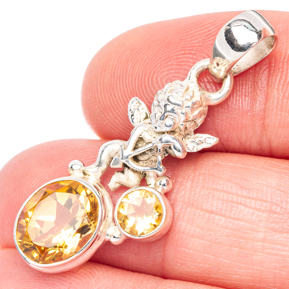 Faceted Citrine Angel Pendant 1 3/8" (925 Sterling Silver) P41055