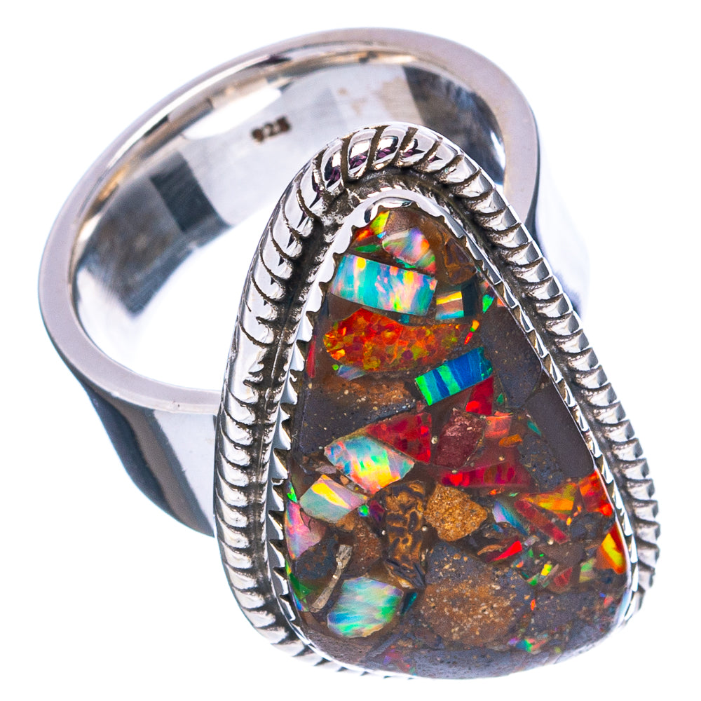 Exclusive Boulder Opal Matrix Ring Size 6 Adjustable (.925 Sterling Silver)