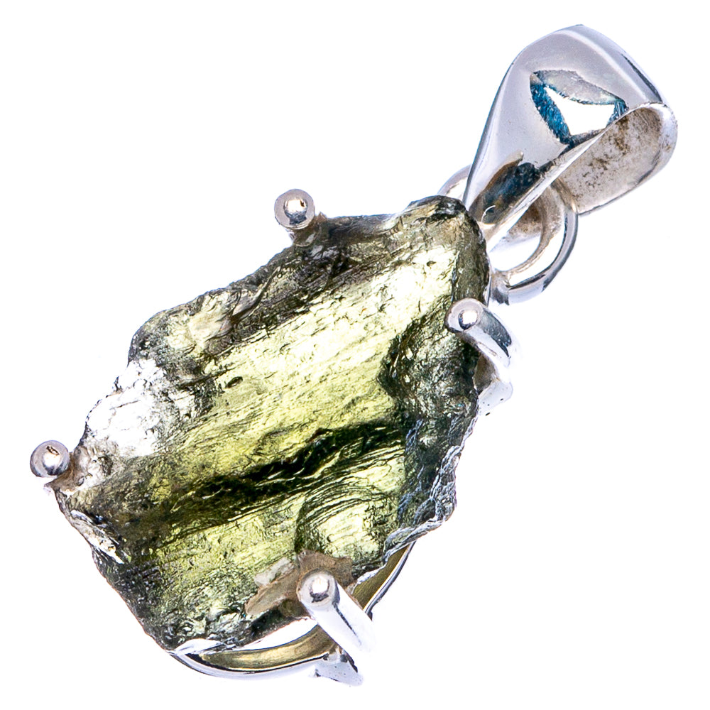 Rare Raw Moldavite Pendant 7/8" (.925 Sterling Silver)