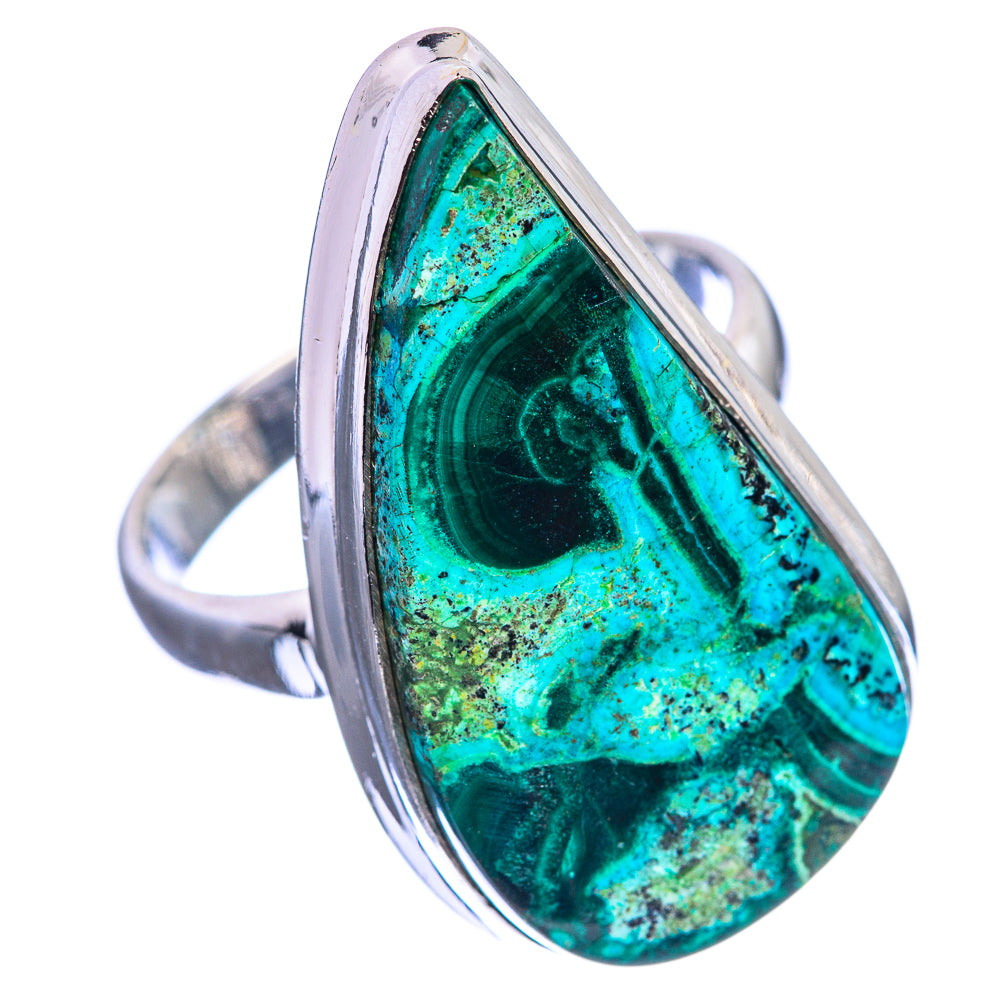 Malachite In Chrysocolla 925 Sterling Silver Ring Size 8.25