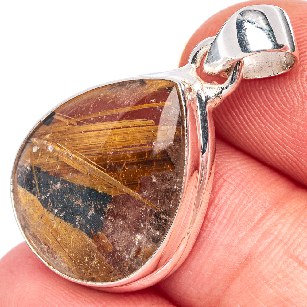 Rare Full Star Rutilated Quartz Pendant 1 1/4" (925 Sterling Silver) P39994