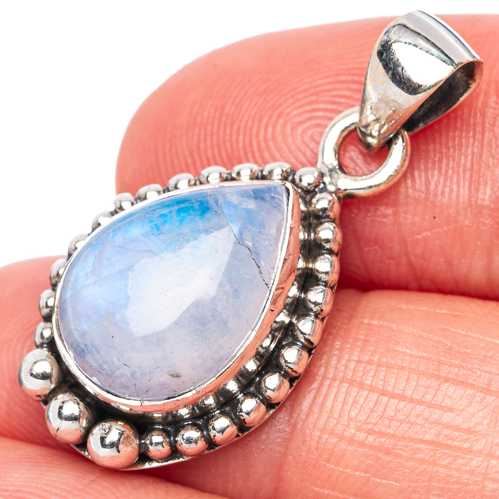 Rainbow Moonstone Pendant 1 1/8" (925 Sterling Silver) P42474