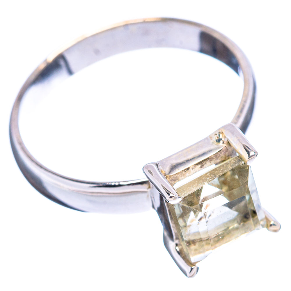 Faceted Green Amethyst Ring Size 8.25 (.925 Sterling Silver)