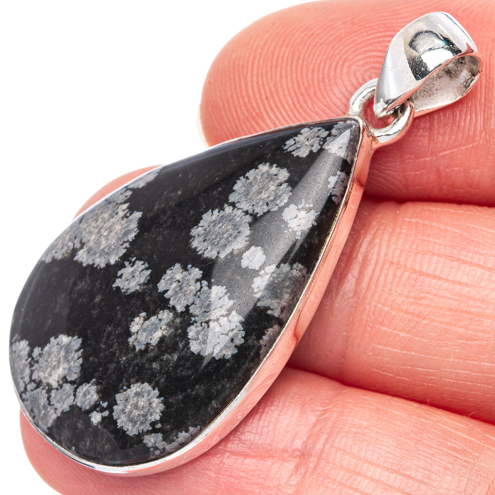 Snowflake Obsidian Pendant 1 5/8" (925 Sterling Silver) P42154