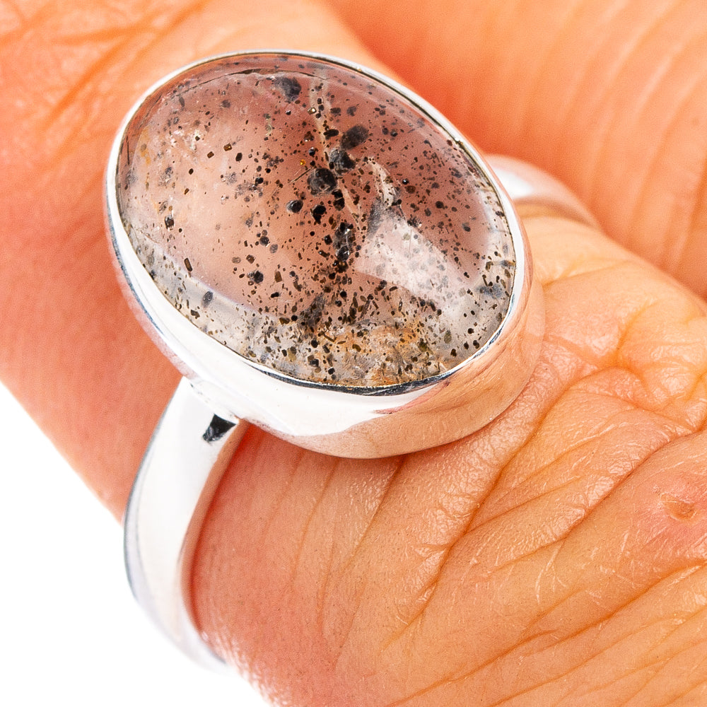 Black Dot Rutilated Quartz Ring Size 6 (.925 Sterling Silver)