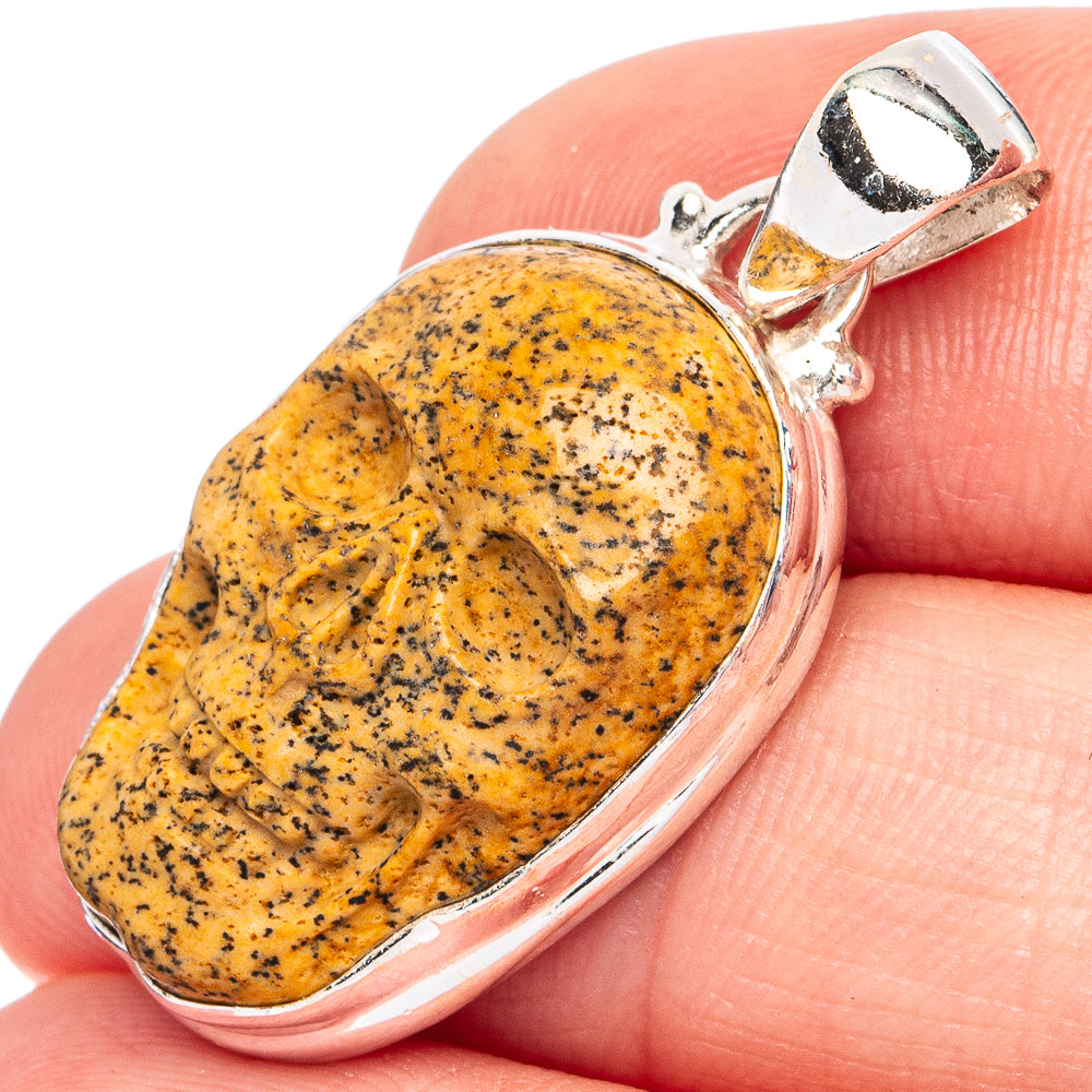 Picture Jasper Skull Pendant 1 3/8" (925 Sterling Silver) P45115
