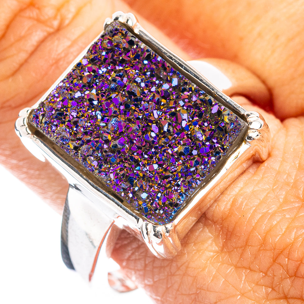 Premium Titanium Druzy Ring Size 12 (.925 Sterling Silver)