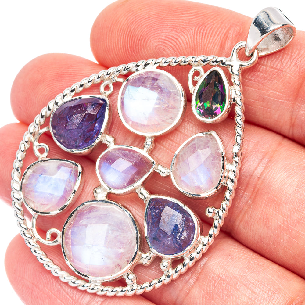 Signature Rainbow Moonstone, Tanzanite, Mystic Topaz Pendant 2 1/8" (925 Sterling Silver) P44665