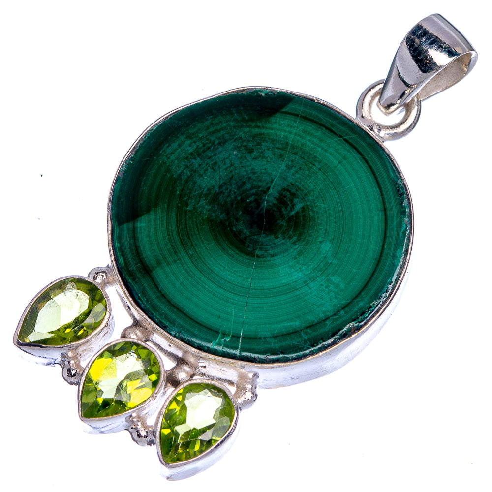 Malachite, Peridot Pendant 1 5/8" (925 Sterling Silver) P39794