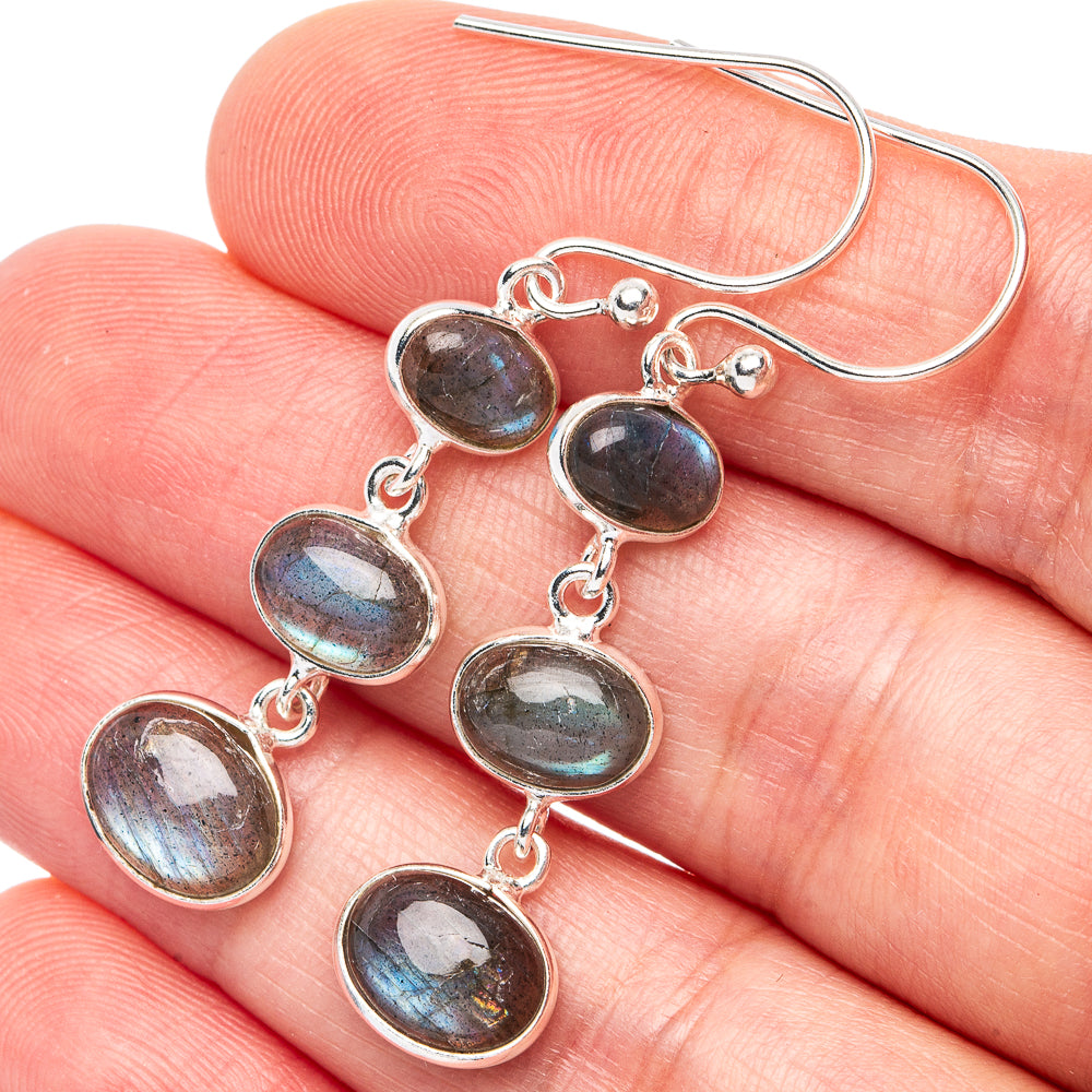 Labradorite Earrings 1 3/4" (925 Sterling Silver) E3060